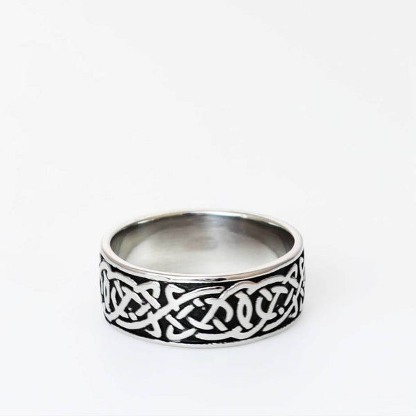 Celtic Triquetra Knot Stainless Steel Viking Ring, Silver