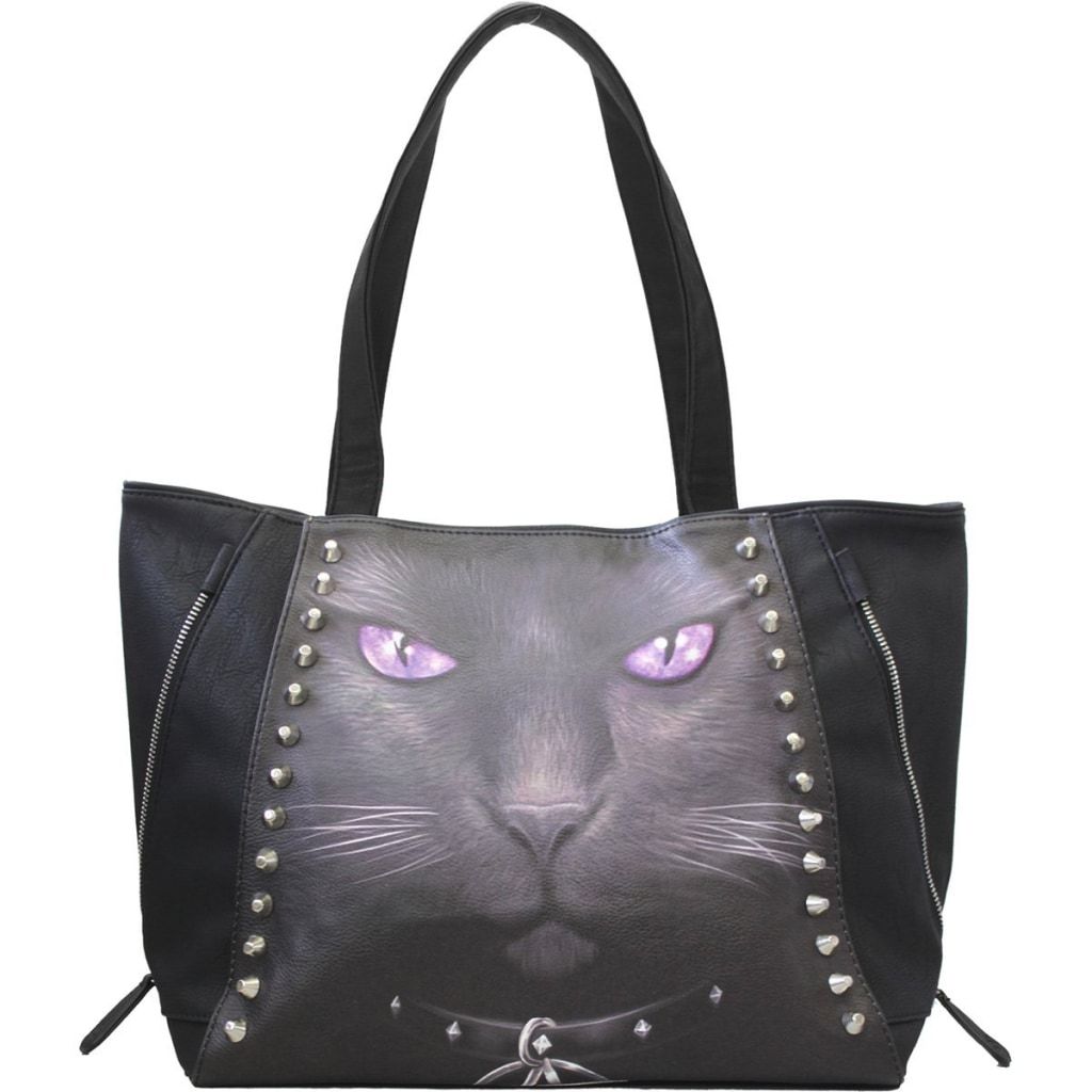 Spiral Black Cat - Tote Bag - Top Quality Pu Leather Studded