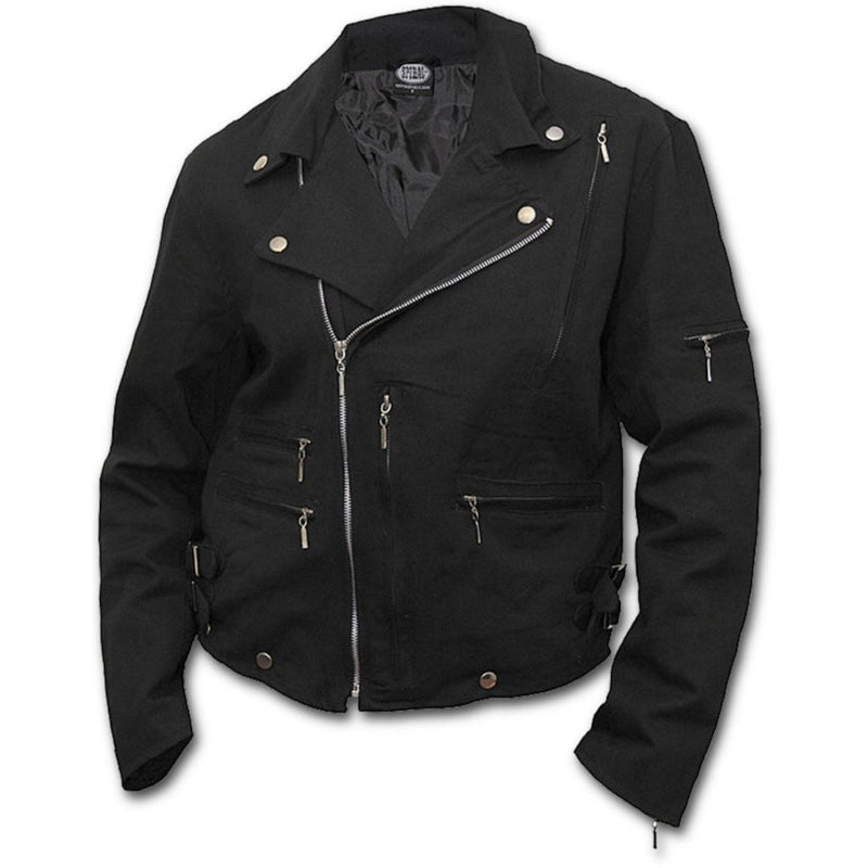 Spiral Bone Finger - Lined Biker Jacket Black