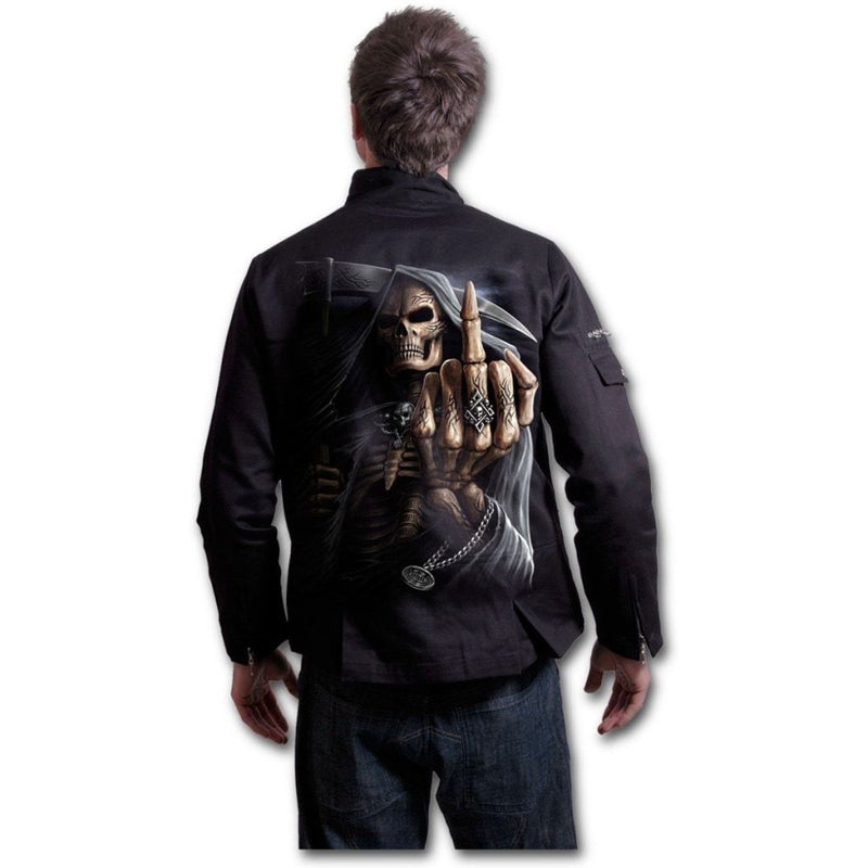 Spiral Bone Finger - Lined Biker Jacket Black