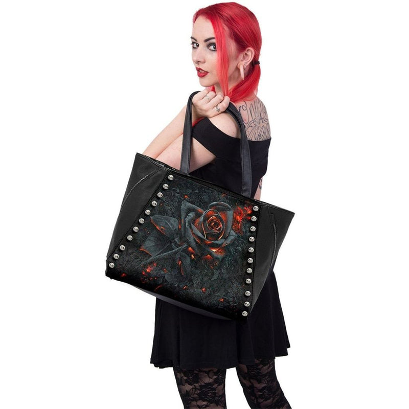 Spiral Burnt Rose - Tote Bag - Top Quality Pu Leather Studded