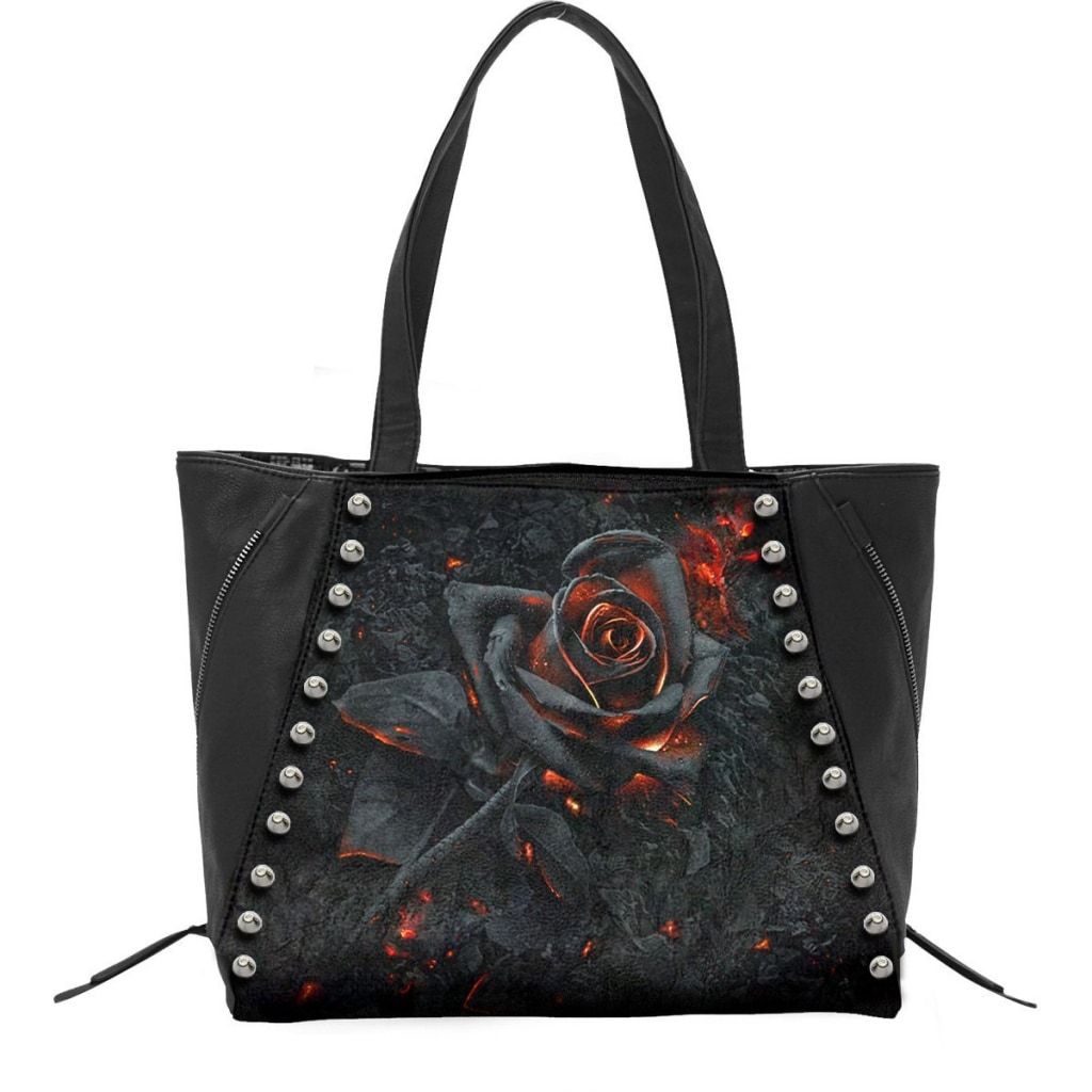 Spiral Burnt Rose - Tote Bag - Top Quality Pu Leather Studded