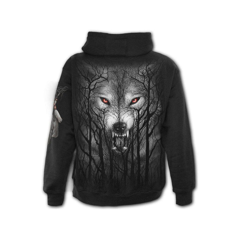 Spiral Forest Wolf - Full Zip Hoody Black