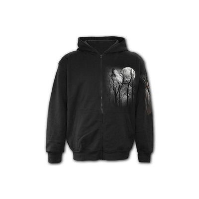 Spiral Forest Wolf - Full Zip Hoody Black