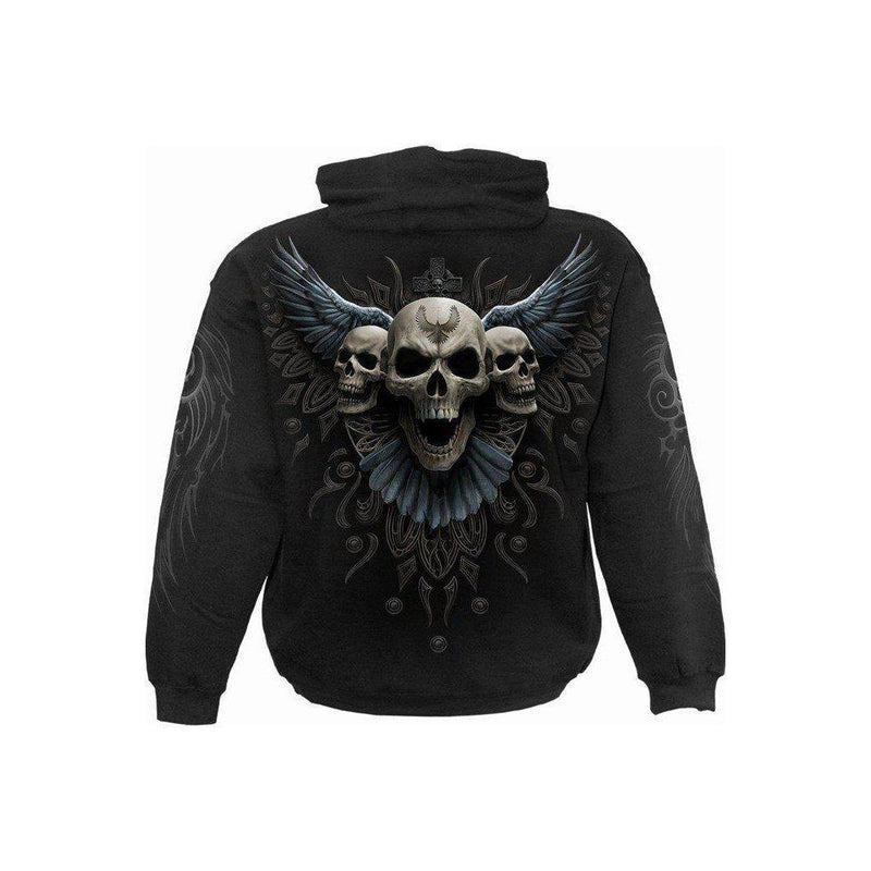 Spiral Raven Skull - Hoody Black