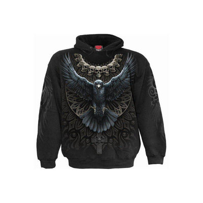 Spiral Raven Skull - Hoody Black