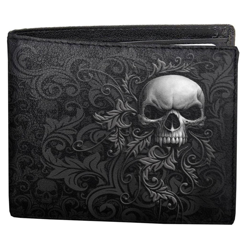 Spiral Skull Scroll - Bifold Wallet With Rfid Blocking And Gift Box