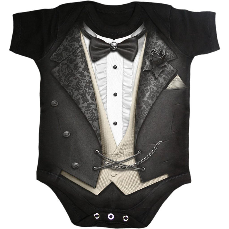 Spiral Tuxed - Baby Sleepsuit Black